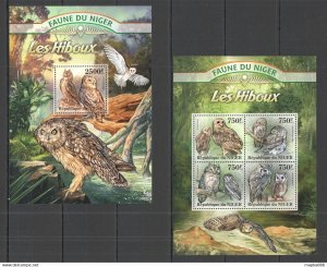 2013 Niger Fauna Birds Owls Les Hiboux 1+1 ** St2812