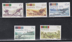 Australia # 1253-1257, Australian Battles in WWII, Used, 1/2 Cat.