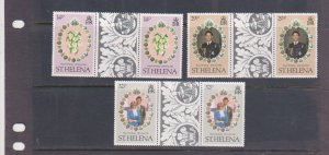 St. Helena Scott # 353-355 Diana Royal Wedding Gutter Pairs Set of 3  MNH