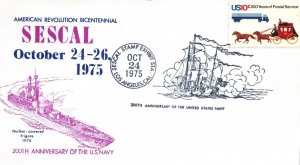 200th AANIVERSARY OF THE UNISTED STATES NAVY ON SPECIAL CACHET COVER DATED 1975