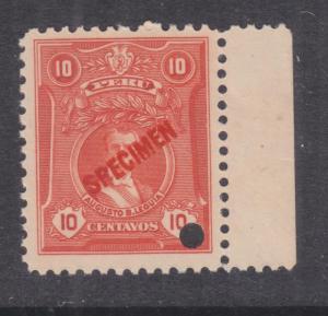 PERU, 1924 Leguia, 10c., ABN Punched Proof, SPECIMEN in Red, mnh