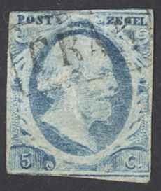 Netherlands Sc# 1 Used (b) 1852 5c King William III