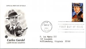 FDC 2011 SC #4497-4501 Carlos Gardel - Austin TX - Single - J3080