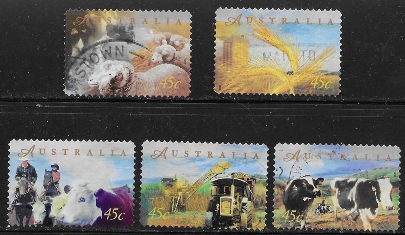 Australia #1656-60 used. Farming. Nice set.