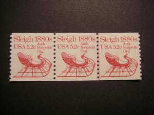 Scott 1900, 5.2 cent Sleigh, PNC3 #5, MNH Transportation Beauty, CV $90