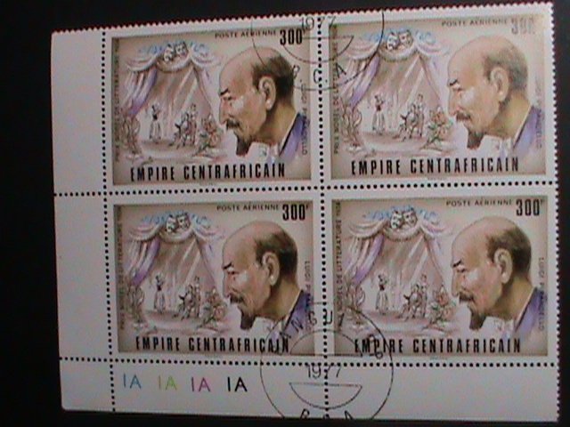 CENTRAL AFRICAN STAMP 1977 NOBEL PRIZE WINNER-LUIGI PIRANDELLO BLOCK OF 4 CTO