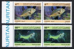 Mauritania Fish 2v issue 1986 in pairs with Left Margin SG#874+877 SC#614-615