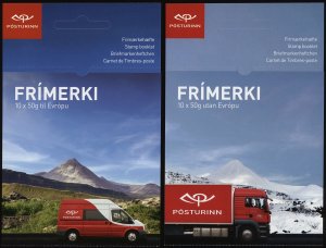 ICELAND Sc 1311a-1312a XF/NH COMPLETE TWO BOOKLET SET- 2013 Mail Trucks- Fresh!