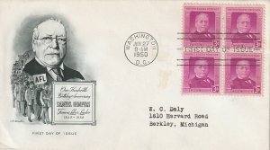 US 988 (Me-5) 3c Samuel Gompers blk 4 on FDC Artmaster Cachet ECV $10.00