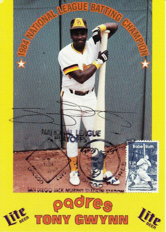 Signed Tony Gwynn Card Batting Champ #2046 Babe Ruth Padres Cubs