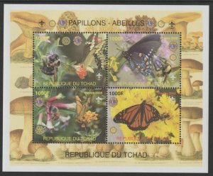 CHAD - 2008 - Butterflies  - Perf 4v Sheet - MNH - Private Issue