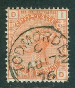 SG 152 4d vermilion. Very fine used with a Todmorden CDS, Aug 17th 1876...