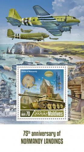 MALDIVES - 2019 - Normandy Landings - Perf Souv Sheet - MNH