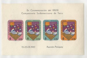 Paraguay, Postage Stamp, #C303,609 Note Mint NH, 1961 Tennis, JFZ