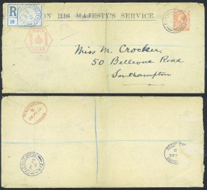 Great Britain British Field Post Office H13 Registered Censor Cover (1916)