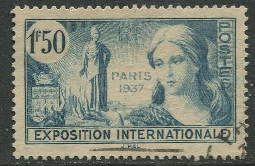 France - Scott 324 - General Issue -1937 - FU -Single 1.50fr Stamp