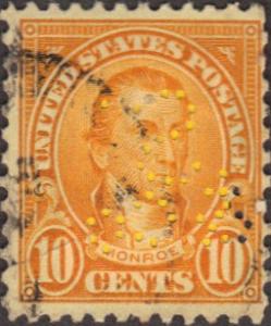 US Used 10 cent Scott# 642 Monroe Perfinned Fine