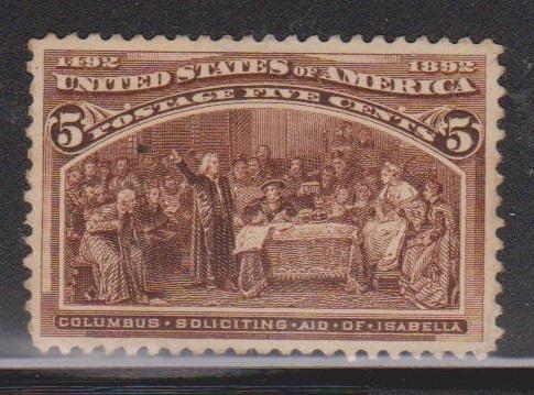 USA Scott # 234 M NO GUM - Columbus Issue - Soliciting Aid From Isabella