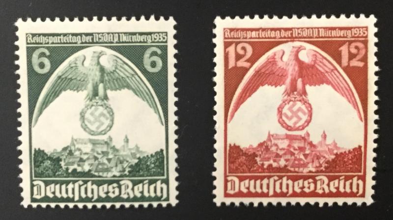 (BJ Stamps) GERMANY, #465-466, 1935, set of 2,  FVF, OG, MNH. CV $16.00