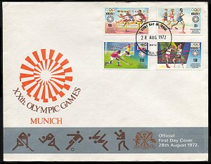 Kenya,Uganda,Tanzania 250-253, FDC, Munich Summer Olympic Games