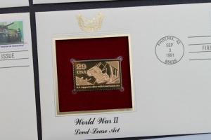 US #2559a-j FDC 1992 WWII 10 Covers 22k Gold Replica Stamp FDC U/A