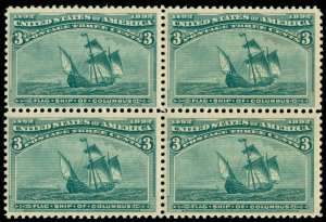 MOMEN: US STAMPS #232 BLOCK MINT OG NH VF