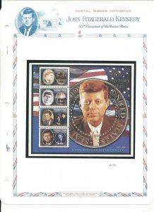 St Vincent Collection, John Kennedy on 8 White Ace Pages, Mint NH Sheets