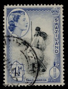 SWAZILAND QEII SG57, 4½d black & deep bright blue, FINE USED.