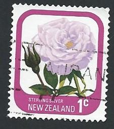 New Zealand Scott #584 1c Sterling Silver Rose (1975) Used