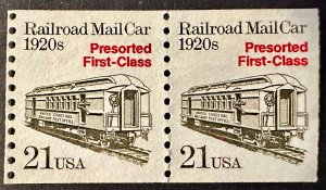 US # 2265 Railroad Mail Car pair 21c  1987-88 Mint NH