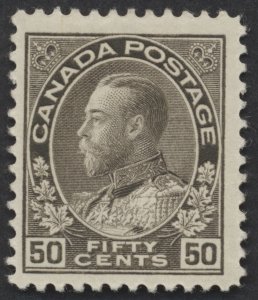 Canada #120 50c George V Admiral Dry Print Fine Mint OG Hinged