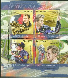 SAO TOME 2013 TRIBUTE TO SEBASTIAN VETTEL FORMULA 1  SHEET  MINT NH