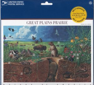 Scott #3506 Great Plains Prairie (Nature) Sheet of 10 34¢ Stamps - Sealed Blue