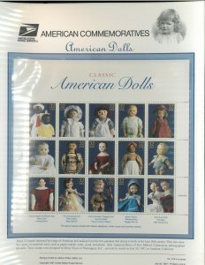 USPS COMMEMORATIVE PANEL #518 CLASSIC AMERICAN DOLLS #3151