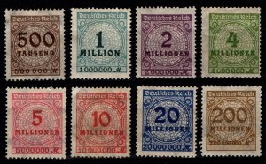 Germany 1923 Definitives to Millionens (Perf), Part Set [Unused]