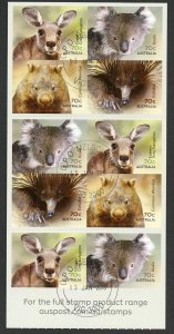 Australia AUS SG4300a Native Animals booklet pane (SB490) of 10 Fine Used