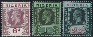 NIGERIA 1921 KGV 6D 1/- AND 2/6 WMK MULTI SCRIPT CA