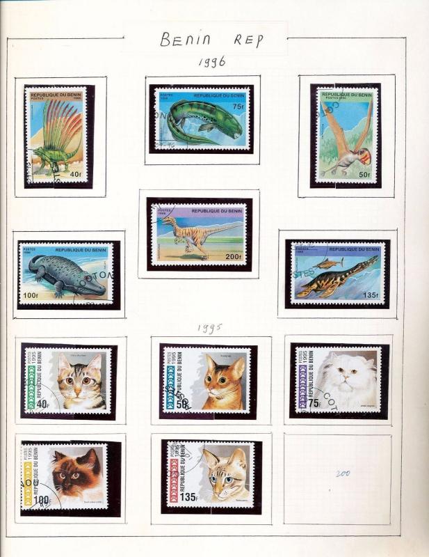 BENIN 1995/98 Wildlife Dogs Birds Sheets Used 90 +Items (pie 269)