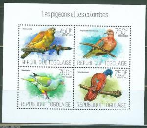 TOGO 2013 PIGEONS & DOVES  SHEET MINT NEVER HINGED