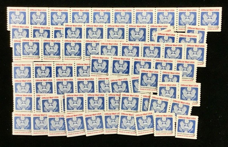 O152 Official “G” Eagle Coil stamps   MNH 32 c 76  count stamps  FV $24