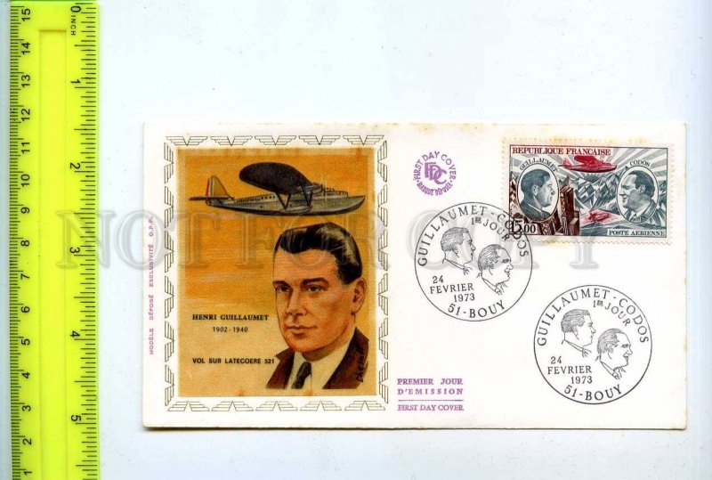 254782 FRANCE Henri Guillaumet pilot AVIATION HISTORY 1973 FDC