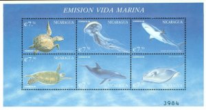 NICARAGUA 2336-7 MNH S/S  SCV $20.00 BIN $10.00 MARINE LIFE