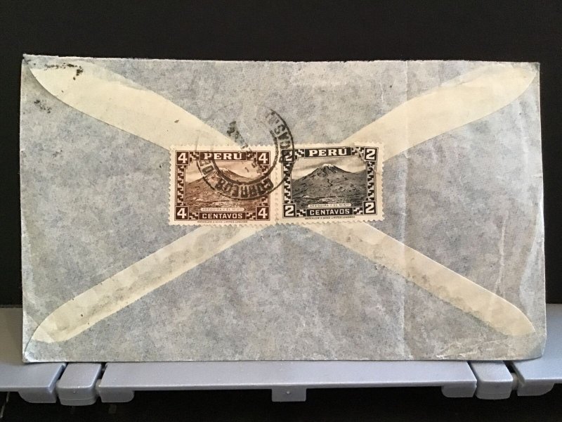 Peru Hilbck Kuntze & Cia Air Mail to England via New York stamps cover R31444