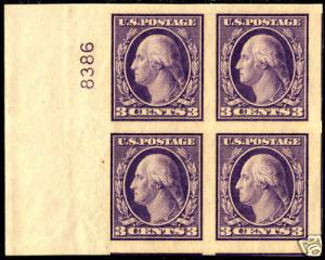 #484 MNH JUMBO GEM OG 1918 3c GEORGE WASHINGTON plate blo...