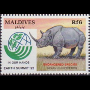 MALDIVES 1993 - Scott# 1808 Indian Rhino 6r NH