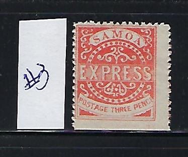 SAMOA SCOTT #3 1879 PERF 12 1/2- 3P (VERMILION)REPRINT (SPACE FILLER) MINT HINGE