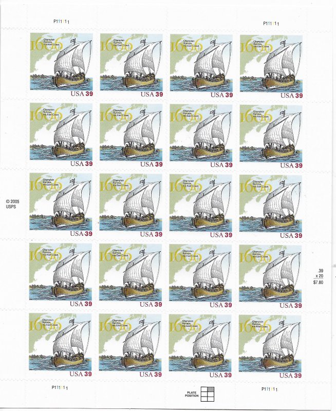 USA, 4073 MNH SHEETS SAILING EAST COAST