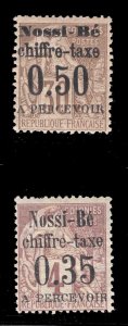 MOMEN: FRENCH COLONIES NOSSI BE SC #J3-J4 MINT OG H LOT #66049