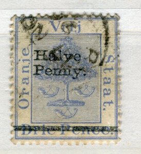 ORANGE FREE STATE; 1880s classic QV HALVE PENNY used surcharge value