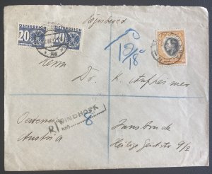 1937 Windhoek South West Africa Postage Due Cover to Innsbruck Austria